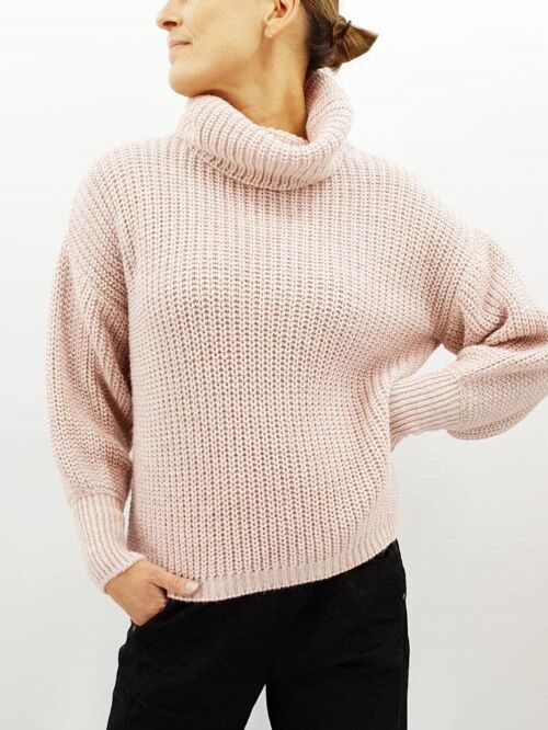 Cool Cowl Knit Jumper 9134 | Pink/Grey