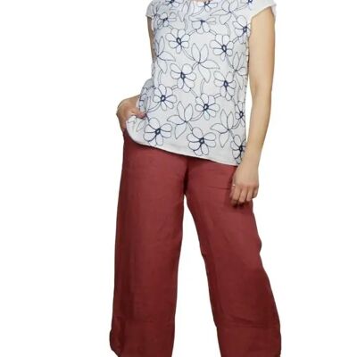 Daisy Chain  Embroidery and Linen Top 3482EG