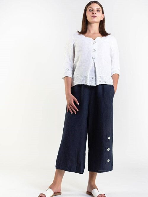 Easy to Wear Linen Crops 1530 | Navy