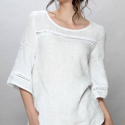 Lace in Linen Top 2543