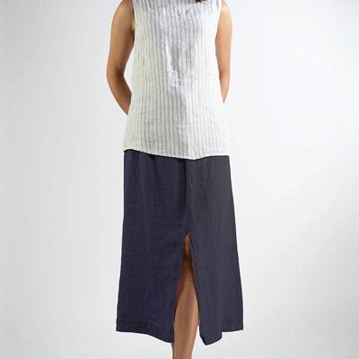 Linen "Easy to Wear" Skirt  1566 | Navy