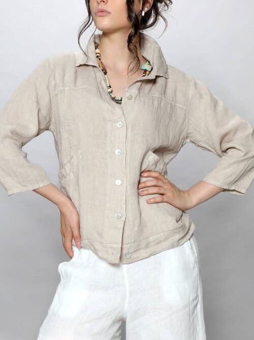 Lovely Linen Shirt Jacket 1168 | Nude