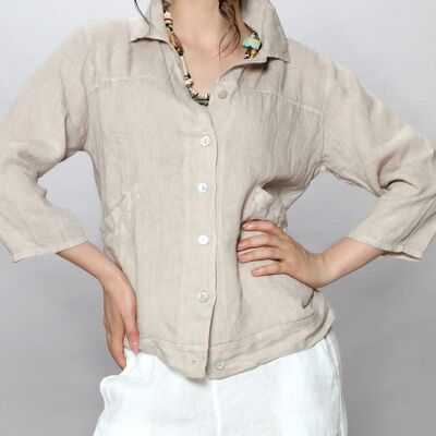 Lovely Linen Shirt Jacket 1168 | Nude