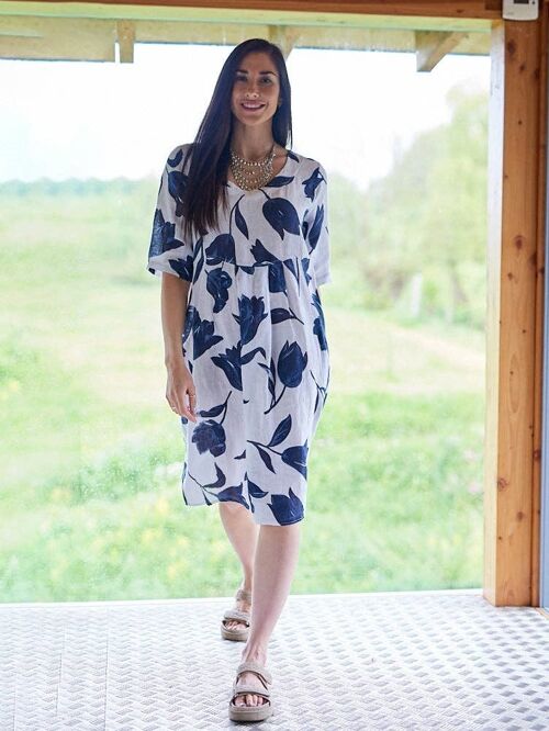 Lovely to Wear "Tuscany Tulips"  Linen Dress  3653