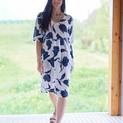 Lovely to Wear "Tuscany Tulips"  Linen Dress  3653