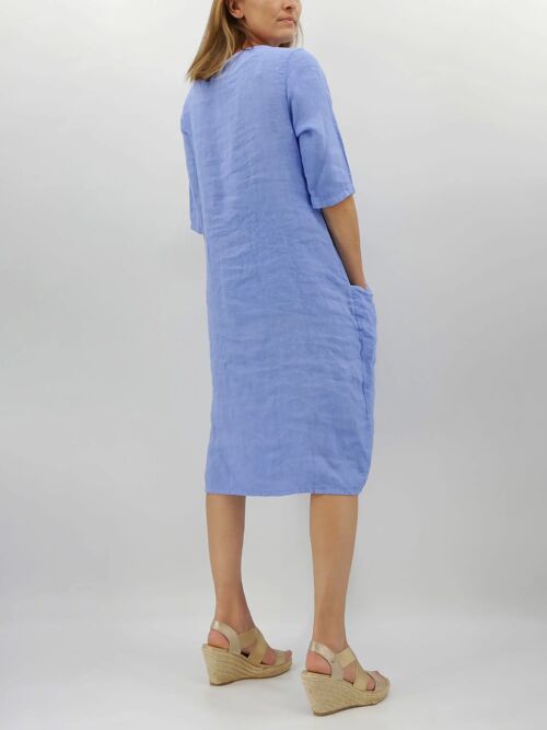 Lovely to Wear Linen Dress 3653 | Iris Blue