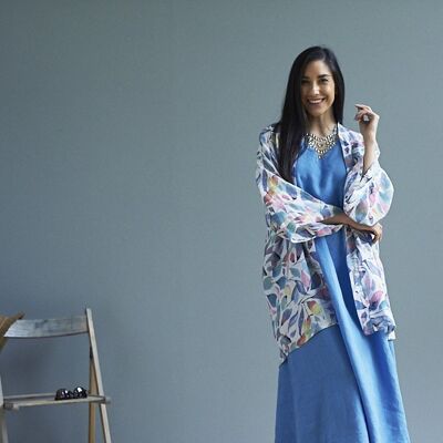 Pretty Pisa Linen Kimono 1655 | Multicolour