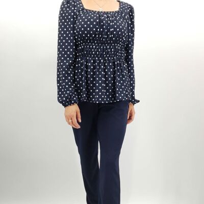 Pretty Pisa Polka Top 1210PD | Black/Navy