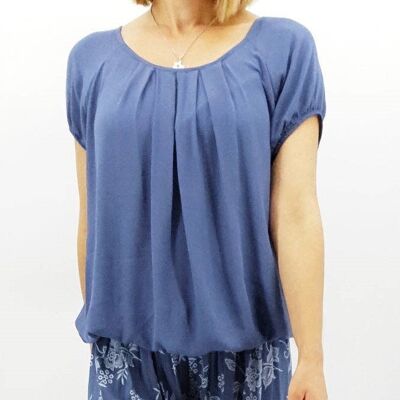 Pretty Pleated Rosa Top 5321PL | Navy/Black/Denim/Grey