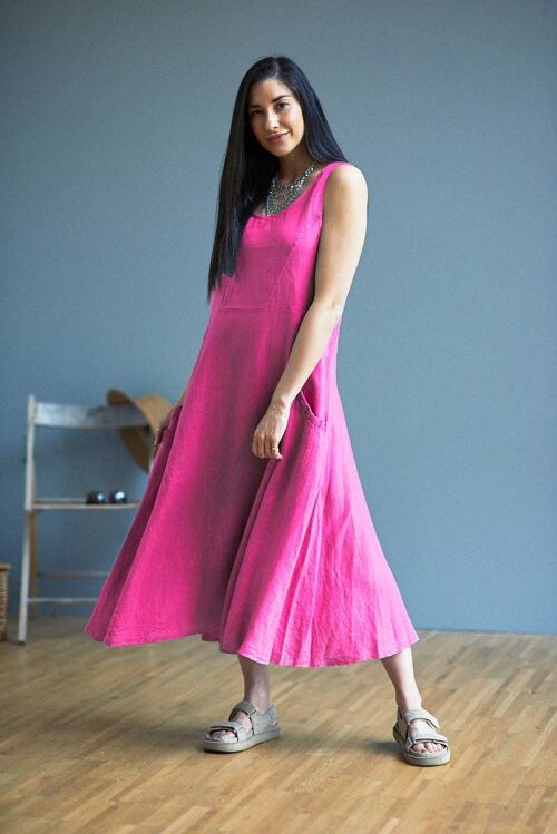 Stunning Linen Maxi Dress 3253 | Pink