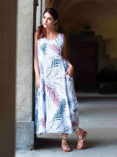 Stunning Linen Tropical Maxi Dress HH3253FN