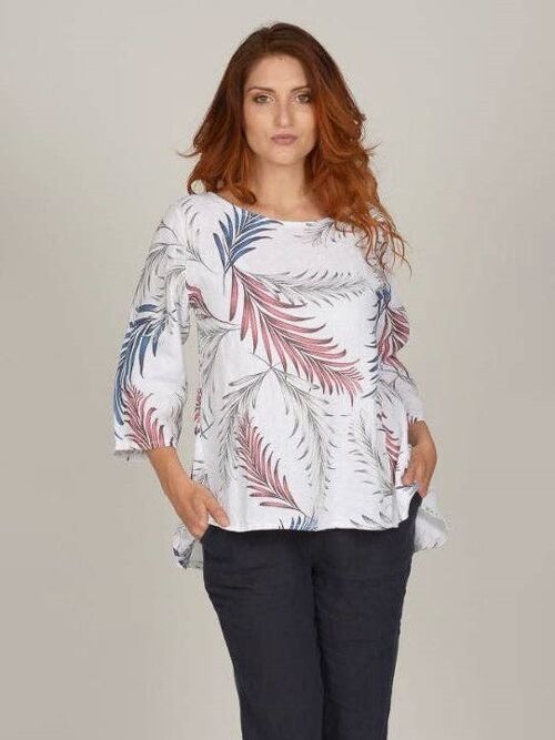 Tropically Flared Linen Top 1557