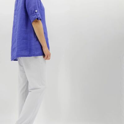 Verona V Neck Linen Top 1028 | Midnight Blue