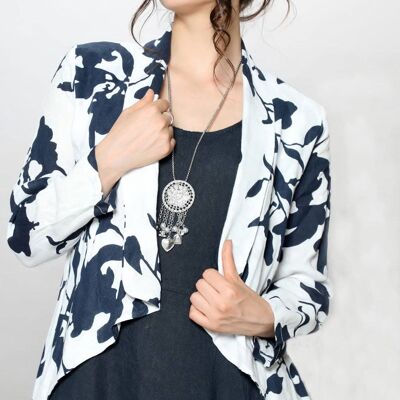 Waterfall Linen Jacket Mono Print 7062