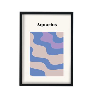 Aquarius Zodiac Star Sign Giclée retro Art Print