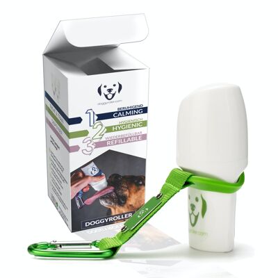 Doggy roller avec support mousqueton vert - dressage de chien avec friandises liquides - dosage contrôlé