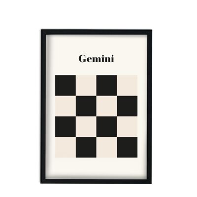 Gemini Zodiac Star Sign Giclée retro Art Print