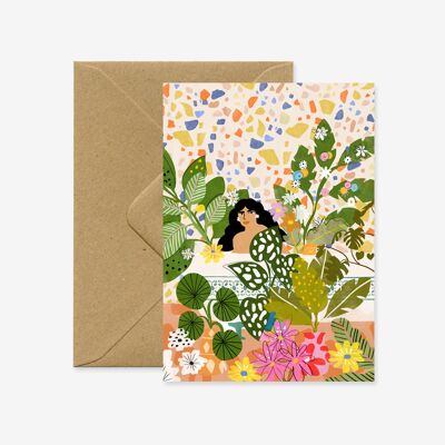 Bathing With Flowers Greeting Card