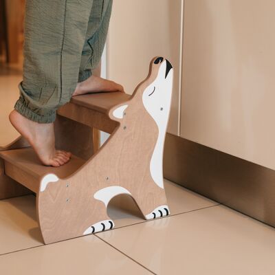 Sgabello per bambini - Husky marrone chiaro