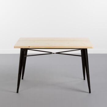 Table à manger en métal avec LARGE plateau en bois NOIR pour le salon, la cuisine, l'hôtellerie ou les intérieurs par Thinia Home 2