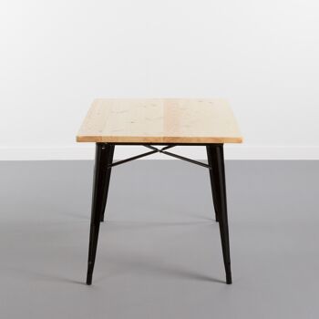 Table à manger en métal avec LARGE plateau en bois NOIR pour le salon, la cuisine, l'hôtellerie ou les intérieurs par Thinia Home 3