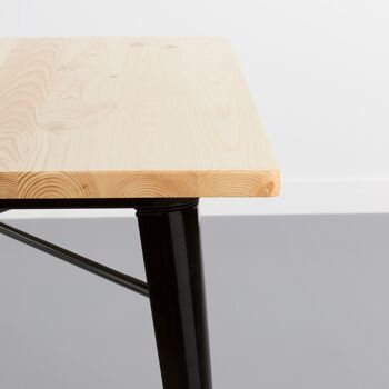 Table à manger en métal avec LARGE plateau en bois NOIR pour le salon, la cuisine, l'hôtellerie ou les intérieurs par Thinia Home 4