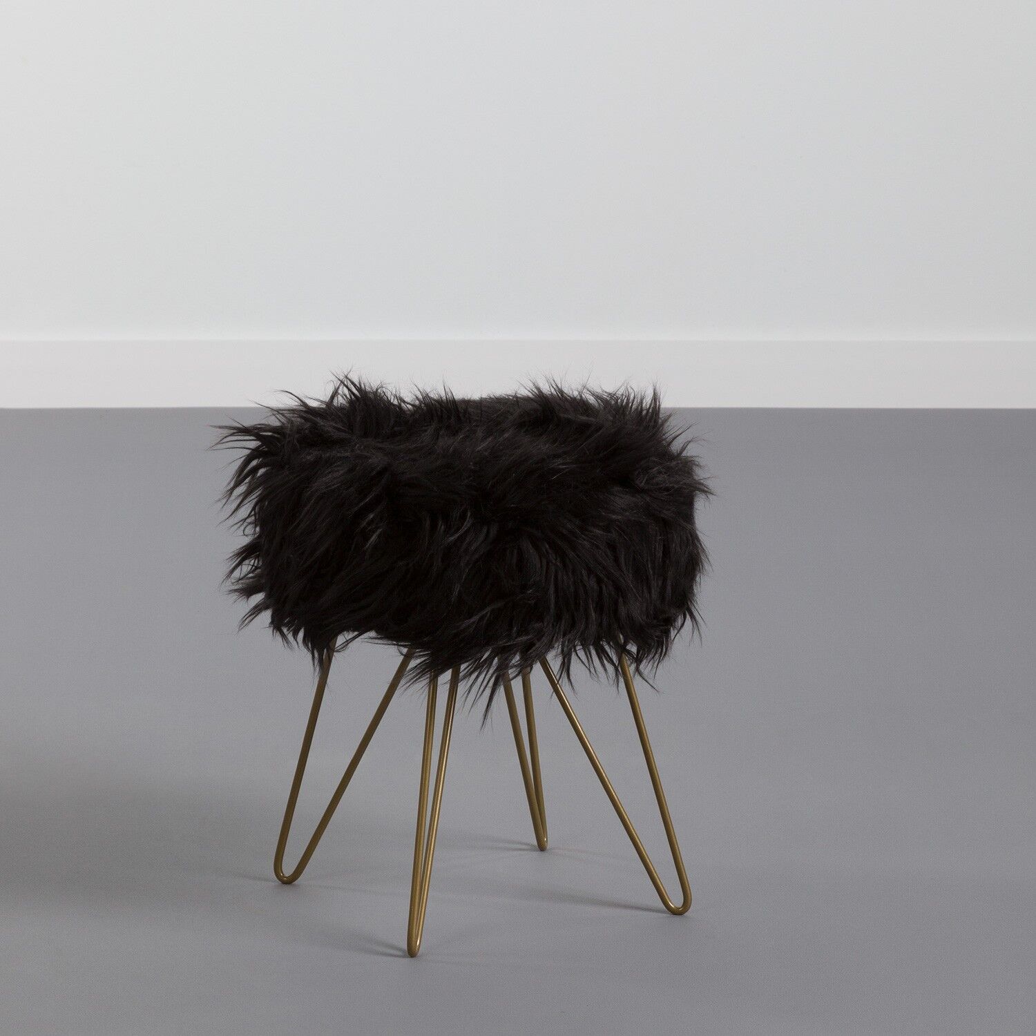 Black faux best sale fur stool