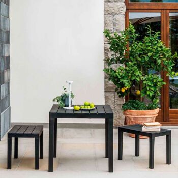 Ensemble de terrasse de jardin PAPÚA NEGRO avec 2 banquettes + 1 table centrale carrée anthracite par 7H Seven House 1