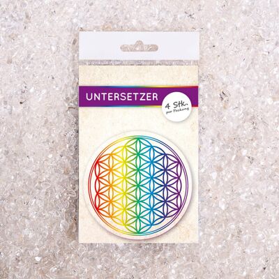 Coaster set flower of life colorful linear