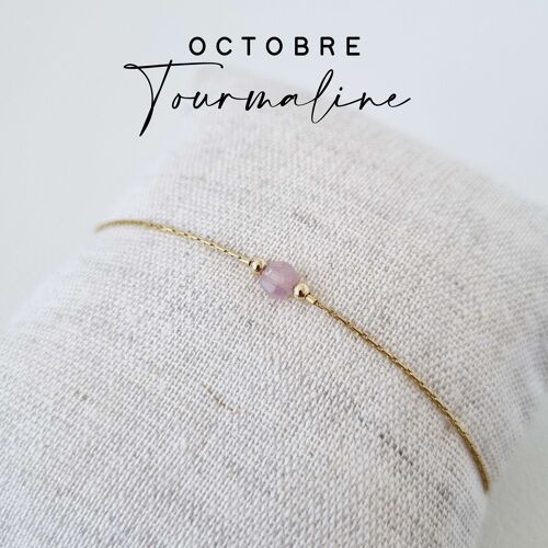 Bracelet pierre de naissance du mois d'Octobre : Tourmaline