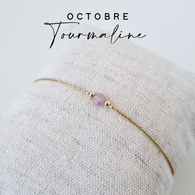 Bracelet pierre de naissance du mois d'Octobre : Tourmaline