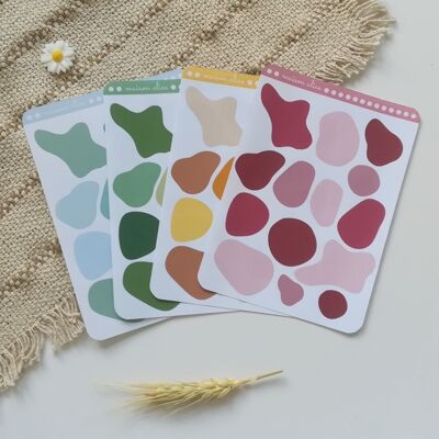 Pack of 4 colorful aesthetic abstract shape sticker sheets