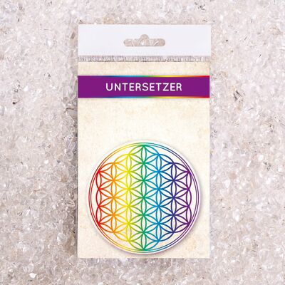 Carafe Coasters Flower of Life colorful linear