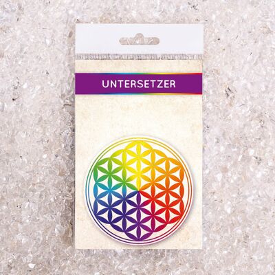 Carafe coaster flower of life filled with colors