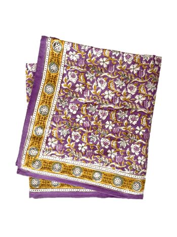 Foulard imprimé “fleurs indiennes” Absynthe Purple 1