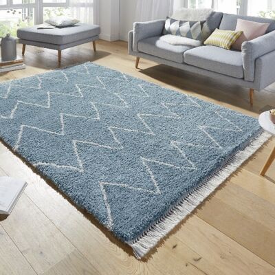 Design Verlour Deep-Pile Carpet Ruby with Fringes