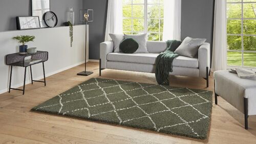 Design Verlours Deep-Pile Carpet Hash Olive Green