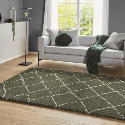 Design Losours Deep-Pile Carpet Hash Olive Green