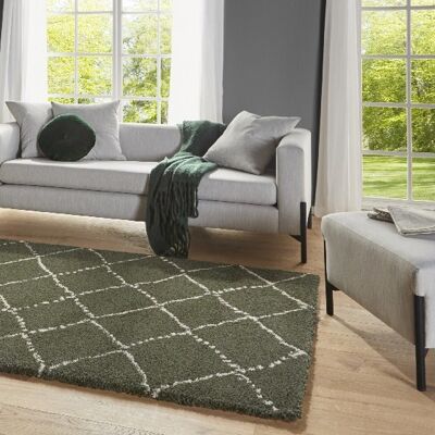 Design Losours Deep-Pile Carpet Hash Olive Green