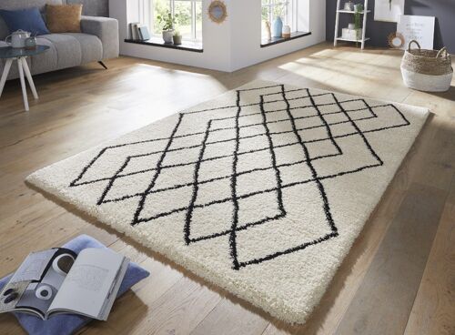 Design Verlours Deep-Pile Carpet Touch Cream Black