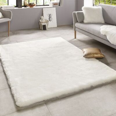 Soft Faux Fur Carpet Superior Uni White