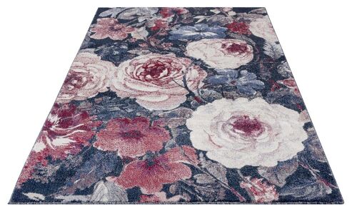 Soft short pile carpet Peony in floral design