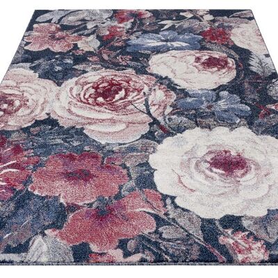 Tapis moelleux à poils courts Peony au motif floral