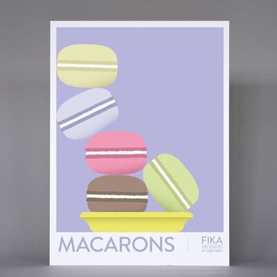 Affisch - Fika - Macarons