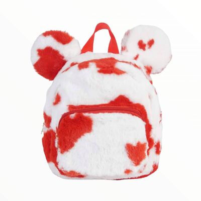 [ 118389-5 ] Mickey faux fur kids' backpack - red
