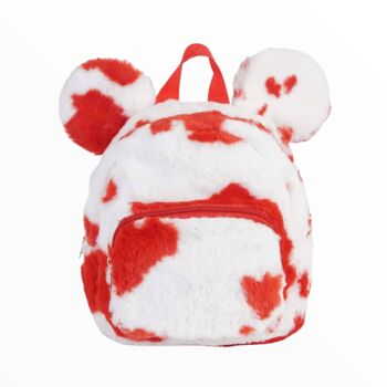 [ 118389-5 ] Sac à dos enfant Mickey en fausse fourrure - rouge 1