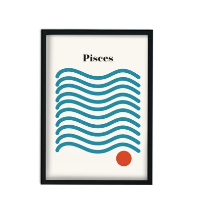 Pisces Zodiac Star Sign Giclée retro Art Print