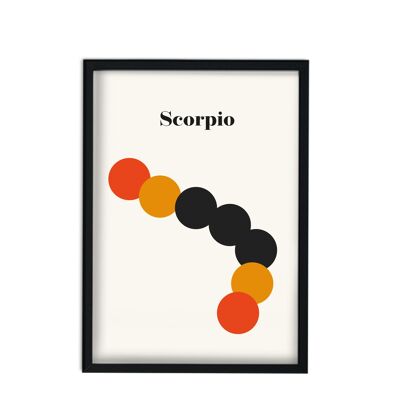 Scorpion Zodiac Star Sign Giclée rétro Impression artistique