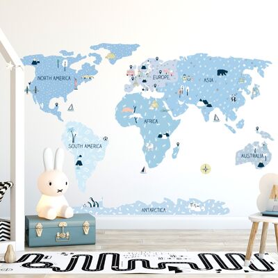 Etiqueta de la pared | Mapa del mundo helado