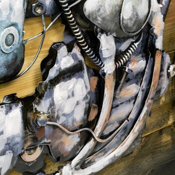 Tableau  décoration murale métal et bois avec moto en relief en métal Taille XXL 120X80 INDIPENDENT 2 6